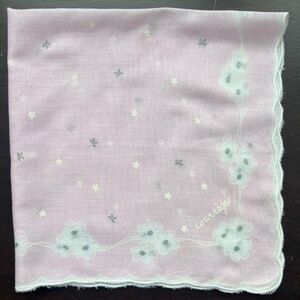 COURREGES Cotton floral scarf, 16" X 16" VINTAGE Pale Pink